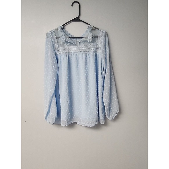 Womens Casual‎ Summer Spring Swiss Dot Ruffle Elegant Flare Sheer Top - Picture 6 of 6